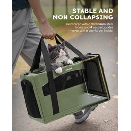 pecute Cat Carrier Stable, Pet Carrier Breathable and Portable, Cat Carriers Bag with Scientific Hidden Partition, Carriers for Cat Under 5kg, Dog Carrier Suitable for Travel and Outing, Green