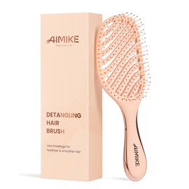 AIMIKE Detangling Brush, Wet Dry Vented Detangler Brush w/Soft Bristles, Pain-Free Detangle Hairbrush Loosens Stubborn Tangles, Extra Gentle on Sensitive and Fine Hair, for Women & Kids
