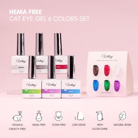 vettsy HEMA-Free Classic Jelly Gel Nail Polish Kit - 6 Translucent & Elegant Colors - Long-Lasting Soak-Off UV/LED Gel Polishes - Vegan, Cruelty-Free for Healthy, Glossy Nails