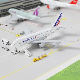 QIYUMOKE A380 France 1/300 Die-cast Metal Airplane Model -A380 Sky Jumbo Airbusa380 Model Plane with Stand (7.5 inches Long) for Aviation Enthusiast Gift or Display Decorations