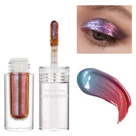 CHARMACY Multichrome Liquid Glitter Eyeshadow, Color Changing Eyeshadow, Metallic Pigmented Long Lasting with No Crease Sparkling Eyeshadow Chameleon Makeup #17