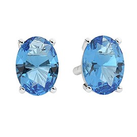 1.75 Cts 925 Sterling Silver Swiss Blue Topaz Stud Earrings For Women, Sterling Silver Blue Stone December Birthstone Stud Earrings Jewelry Gift For Mom Wife Sister Girlfriend