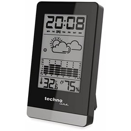 Technoline WS 9125 Modern Weather Station with Touch Sensor for Blue Backlight, Black Frame, 66 x 120 x 24 mm