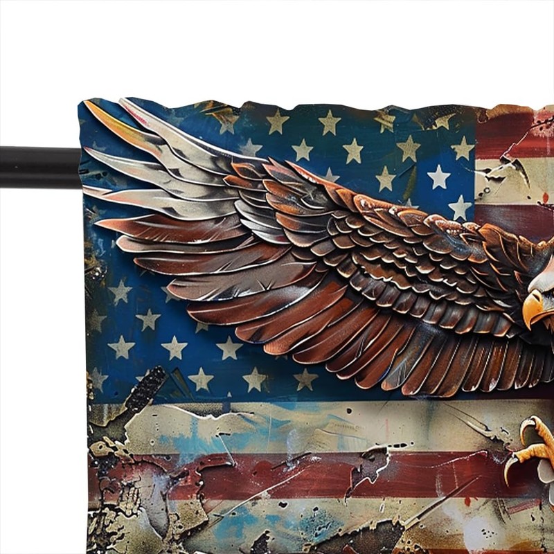 HDESDIS 1 Panel Retro Rustic USA Flag Valance for Windows,