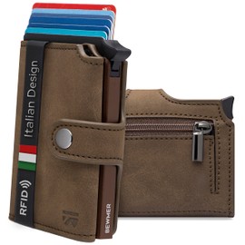 BEWMER 2 Shielded Credit Card Wallet | Anti-Cloning Protection Slim RFID Wallet for Men and Women | Card Holder with Coin Pocket