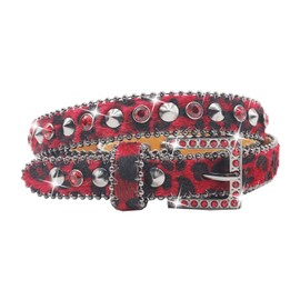 EVERBLTING Rhinestone leopard Belt Women Cowgir Studded Belt Goth Bling Stylish Belts Punk Y2k sparkly Belts 105
