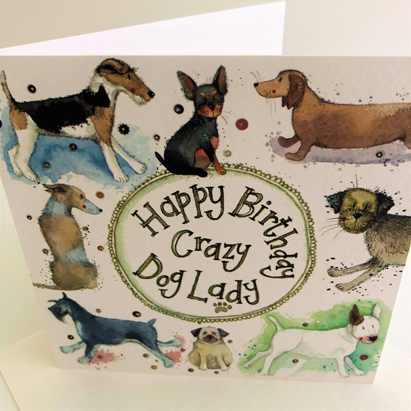Alex Clark Crazy Dog Lady Birthday Foil Card