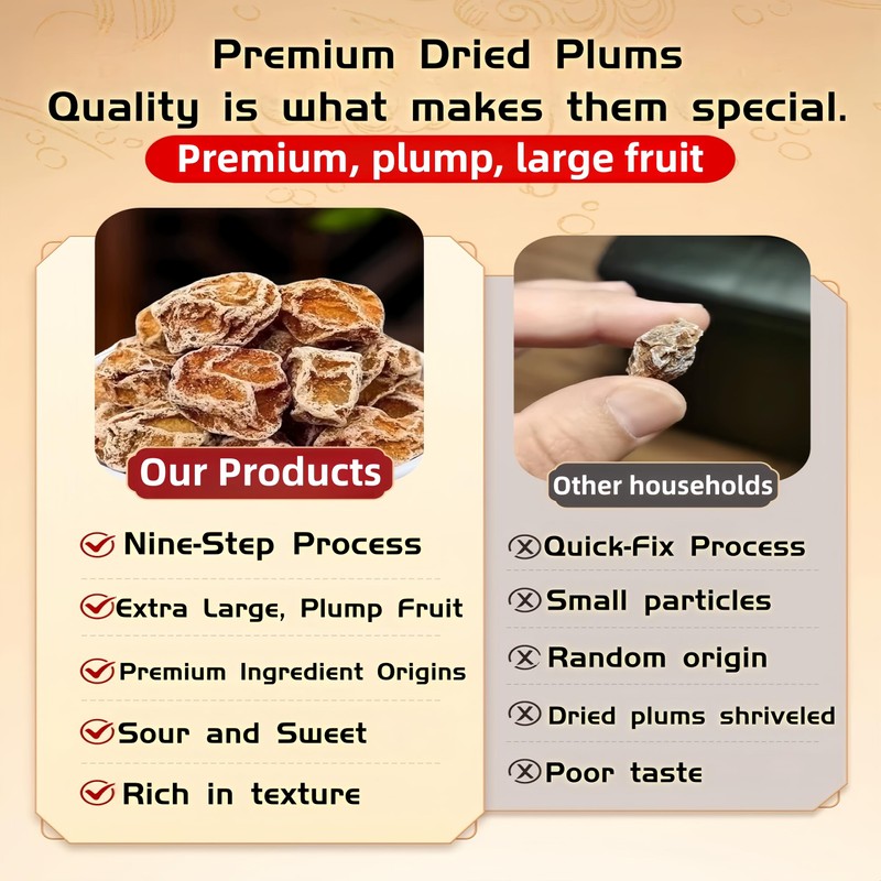 6.4oz Sweet and Sour Dried Plums, Plum meat，Asia Crack Seed