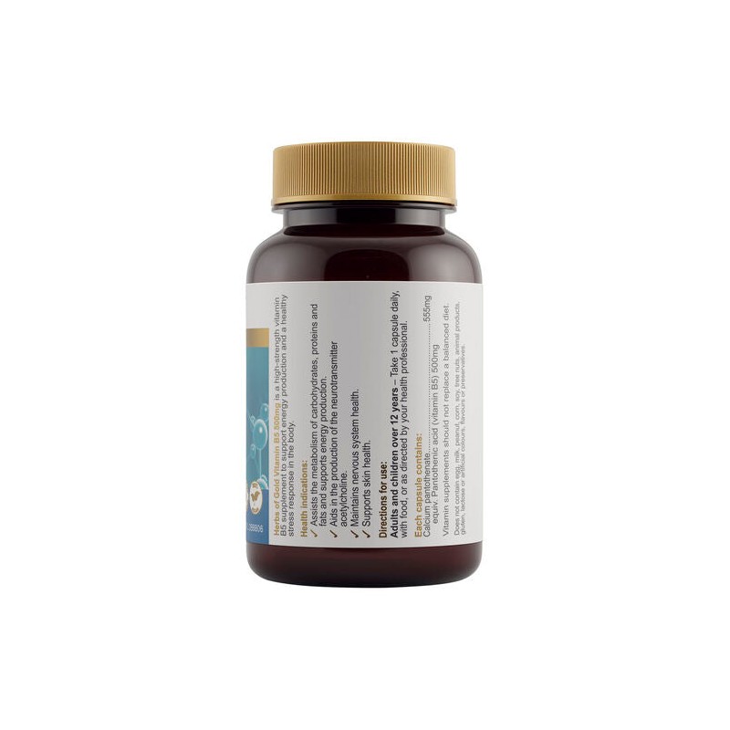 Herbs Of Gold Vitamin B5 500mg 60 Vege Capsules