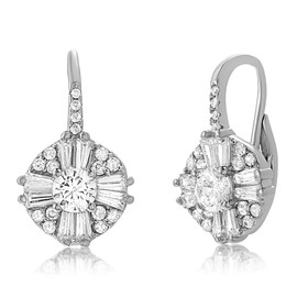 MIA SARINE Women's Earrings - 925 Sterling Silver Brilliant Crystal Cluster Drop Dangle Earrings