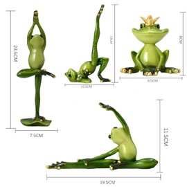 SYFUNLV 4 Pieces 3D Yoga Frog Statue, Resin Yoga Frog Figurine, 4 Different Yoga Pose, Decorative Frog Figure Sitting in Yoga Posture, Funny Creative Desktop Ornament, for Home Office