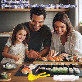 FeBohao Sushi Making Kit 23 Piece DIY Sushi Maker Tools with Sushi Bazooka Sushi Roller Sushi Roller Onigiri Mold Chopsticks Triplet Sauce Bowl with Instructions