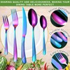 Vilihkc Hammered Silverware Rainbow 20 Pieces Stainless Steel Flatware Set