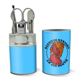 Hands Off My Chicken Nuggets Funny Humor Stainless Steel Manicure Pedicure Grooming Beauty Care Travel Kit
