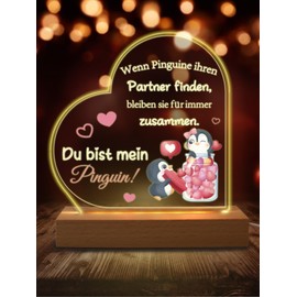 APODESS LED Penguin Night Light When Penguins Find Your Partner Gift Everything Is Love Lamp Couple Gifts Sweet Gifts for Partner Men Anniversary Christmas Valentine's Day Wedding Anniversary
