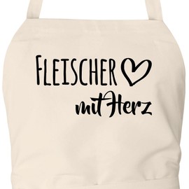 Huuraa Apron Butcher with Heart Gift Cotton Butcher Gift Idea, natural, One size fits all