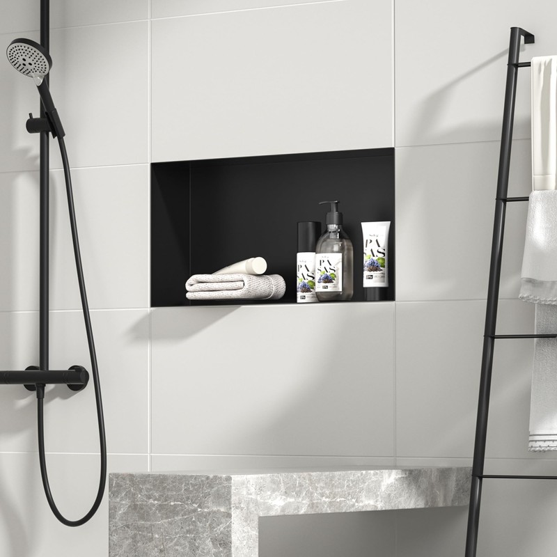 Bernkot Stainless Steel Shower Niche 24" X 12" Matte Black