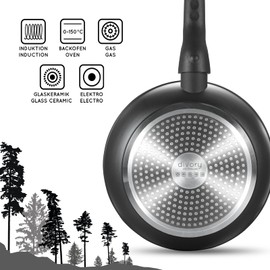 DIVORY Bratpfanne 20cm Induktion – Antihaft Beschichtete kleine Universalpfanne für alle Herdarten - Sichere Griffe, Spülmaschinen geeignet (Schwarz, 20cm)