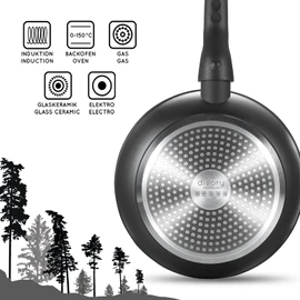 DIVORY Bratpfanne 20cm Induktion – Antihaft Beschichtete kleine Universalpfanne für alle Herdarten - Sichere Griffe, Spülmaschinen geeignet (Schwarz, 20cm)