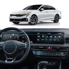 LANTU 4PCS Car Screen Protector for Kia K5 (LXS/GT-Line/GT/EX) 2025 Accessories Dual Panoramic Displays &Air Conditioner Nano Touchscreen Protector Film HD Clear Anti Fingerprint 12.3''