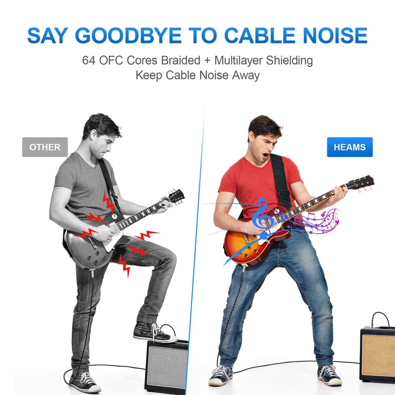 Premium 20 FT Guitar Cable, 1/4 Inch Instrument Cable- Noise