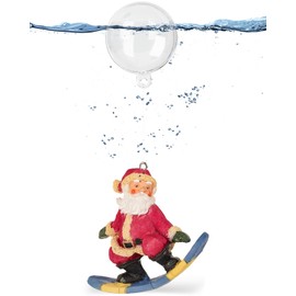 Uniclife Christmas Aquarium Decoration Resin Floating Santa Claus Ornament Fish Tank Decoration Little Father Christmas with Hollow Floating Ball Lifelike Xmas Aquarium Decor for Fish Tank Landscape