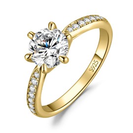 JewelryPalace Classic 1ct 1.5ct 2ct 3ct Round Cut Moissanite Solitaire Promise Ring Women's Engagement Ring 925 Silver with Stone Women Simulated Diamond Anniversary Wedding Rings Silver Rings,