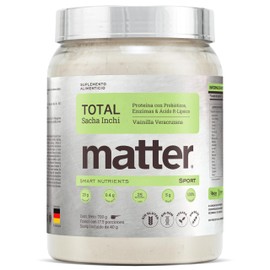 Matter Total Sport Proteína Vegana Sacha Inchi y Chícharo Sabor Vainilla Veracruzana, con Probióticos, Enzimas Digestivas Biocore y BCAAs, Apoyo al Re