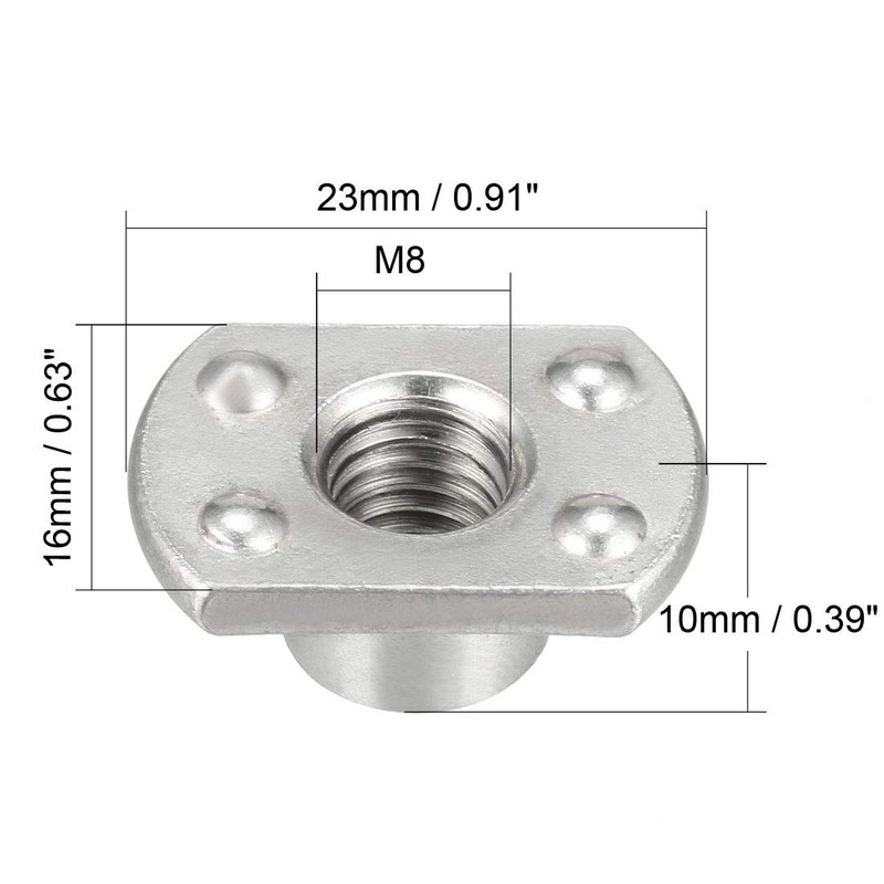 sourcing map 25pcs Weld Nuts M8 Tab Base UNC Carbon