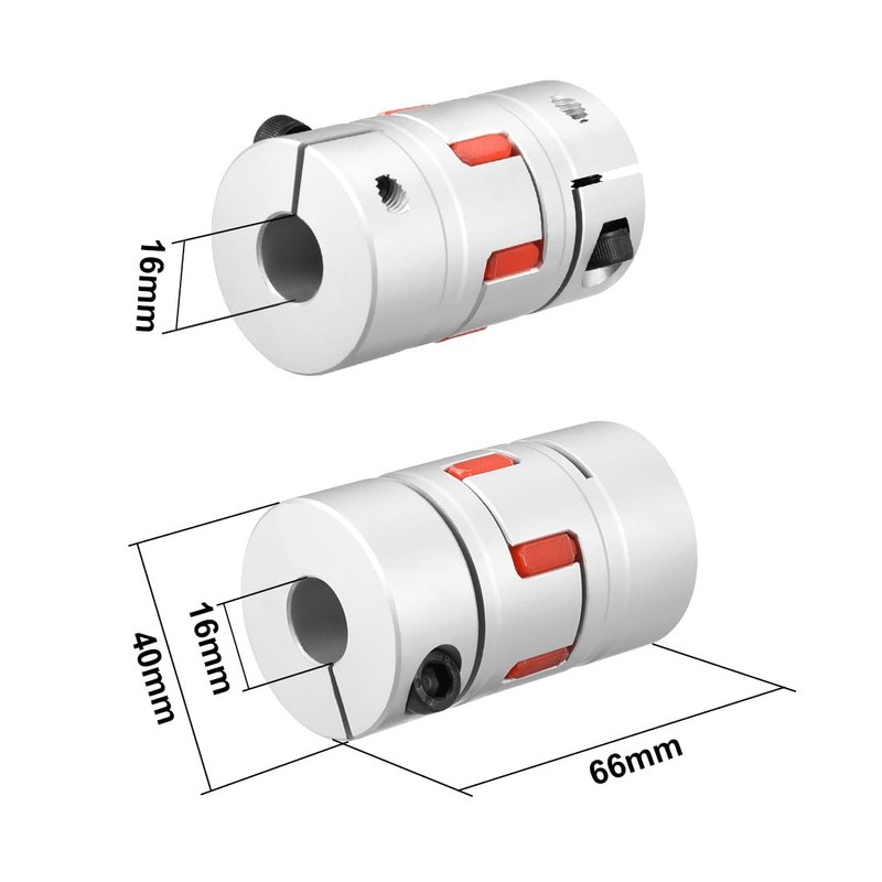 sourcing map Shaft Coupling 16mm to 16mm Bore L66xD40 Flexible