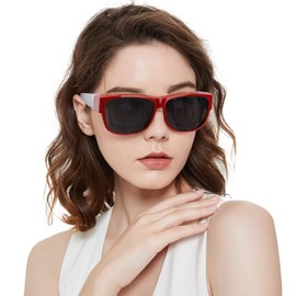 LVIOE Polarised Over Sunglasses for Men and Women, Fit Over Glasses for Glasses Wearers UVA UVB Protection, white red