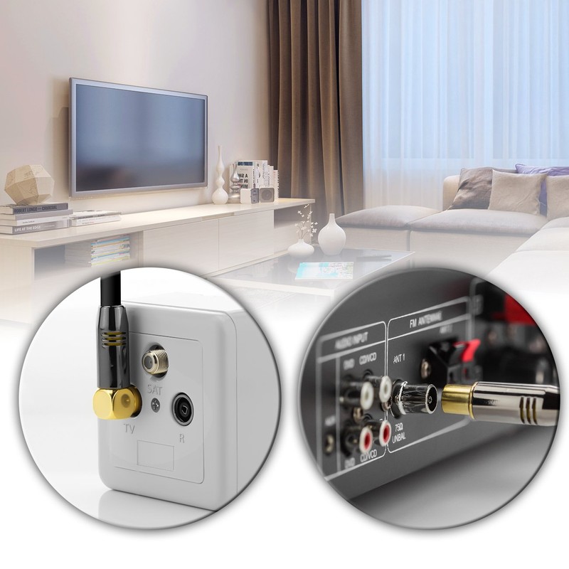 Deleycon TV Cable - Straight Plug / Socket 90° -