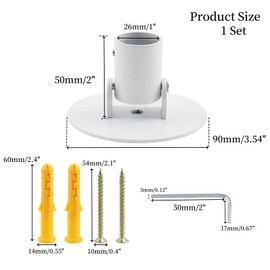 UTALIND 2 Pack Adjustable Ceiling Mount Shower Curtain Rod Sockets Holder Heavy Duty Closet Wardrobe Rod Bracket End Supports with Screws for Kitchen balcony Slanted Wall, White