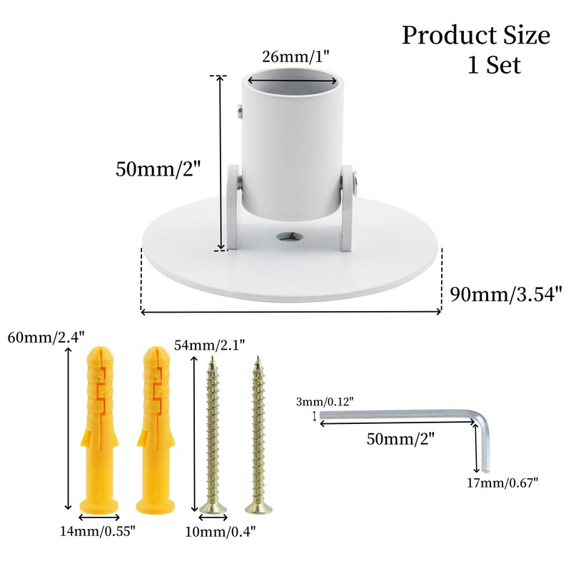 UTALIND 2 Pack Adjustable Ceiling Mount Shower Curtain Rod Sockets