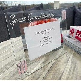 Great Granddaughter Landscape Frame Large 7” x 5” (Pink Hearts)
