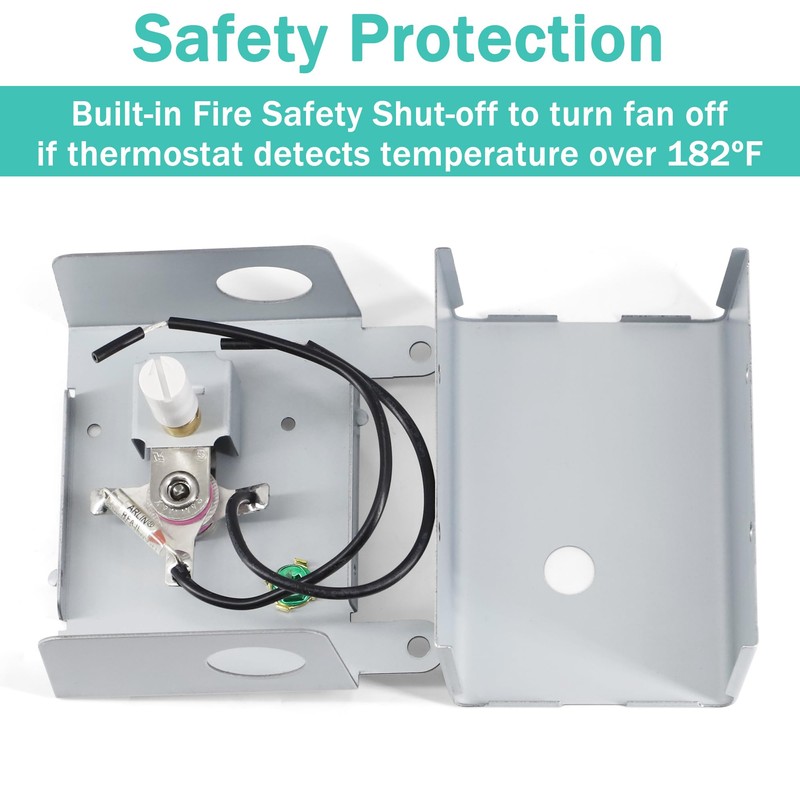 Hipoilk Attic Fan Thermostat Control with Built-in Fire Safety Shut