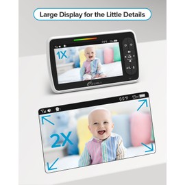 iFamily Baby Monitor with 2 Cameras | Remote Pan-Tilt-Zoom Video Baby Monitor with Camera and Audio, 5” Large Display, Night Vision, Temperature Display, Lullaby, 2 Way Audio & 960ft Range