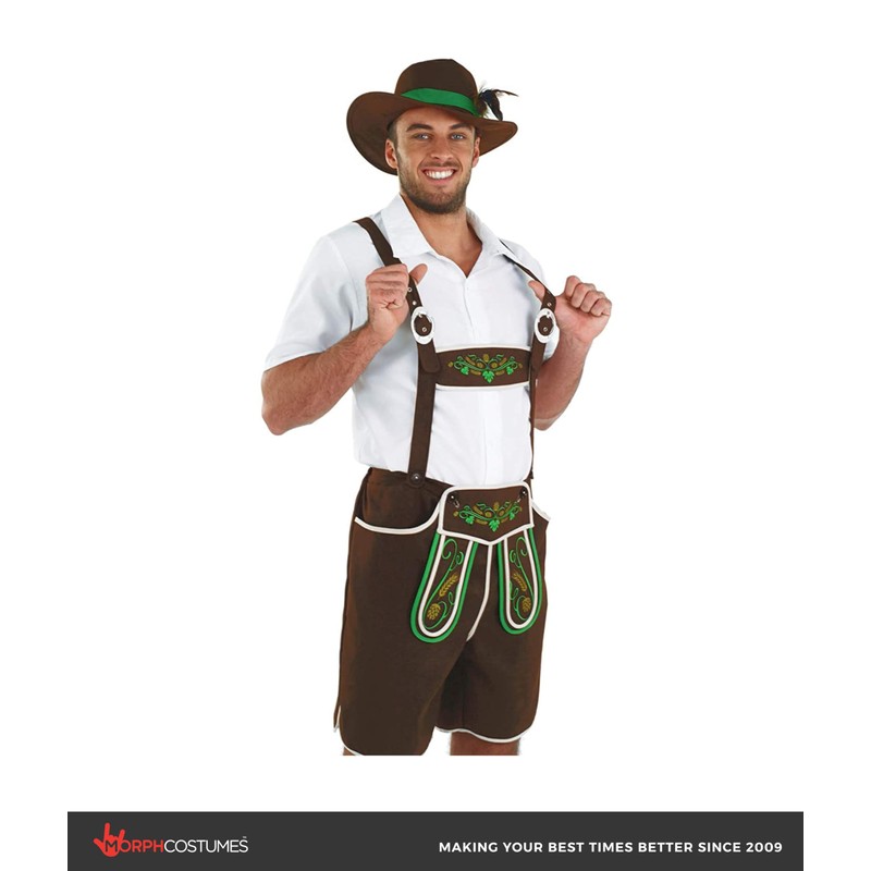 Fun Shack Lederhosen Men Costume, October Festival Costume For Men,