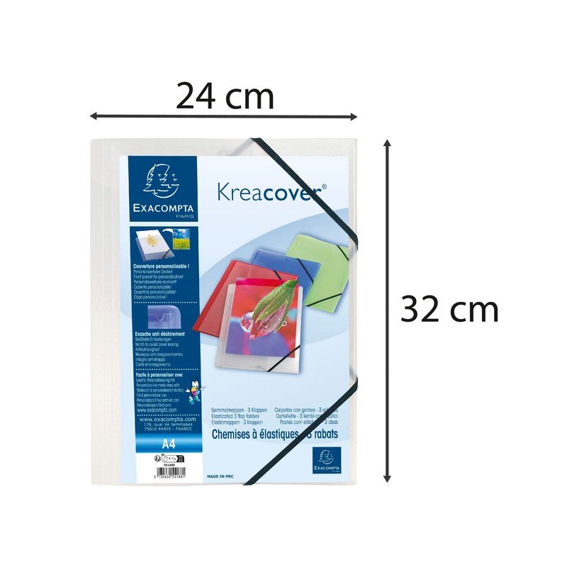 Exacompta KreaCover 55188E Pack of 5 Plastic Folders DIN A4