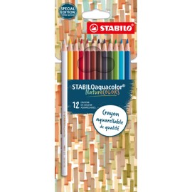Aquarellable Colouring Pencil - STABILOaquacolor NatureCOLORS - Pack of 10 - Assorted Nature Colours
