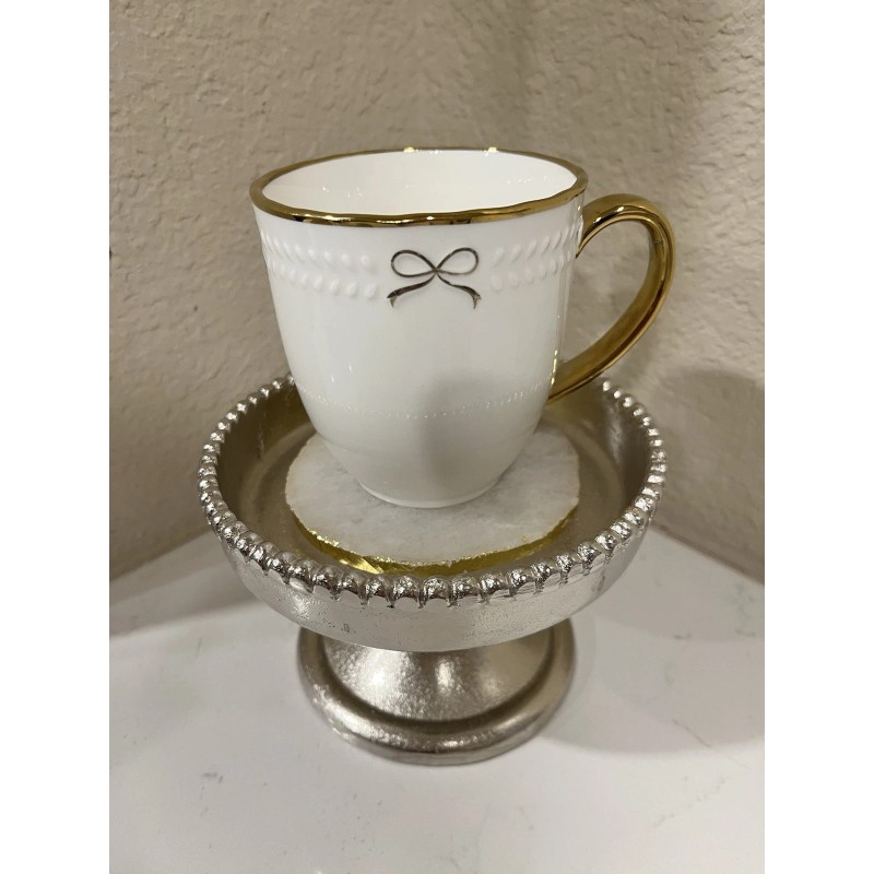 Yeti 1-NWT YEDI HOUSEWARE COQUETTE METALLIC GOLD BOW DESIGN CERAMIC