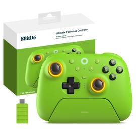 8Bitdo Ultimate 2 Wireless 2.4G Controller (TMR Joystick Update), Star-Ring RGB Lights, Adjustable Trigger Locks, Gamepad with Charging Dock for Windows PC, Android (Green)