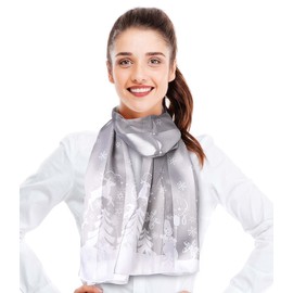 CBC Crown Christmas Theme Scarf, Christmas Scarf - Christmas Winter Day 13"x 60" Made In Korea (WINTER DAY-SILVER)