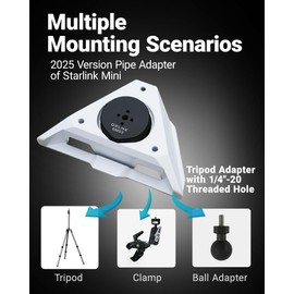 ORLN'K for Starlink Mini RV Ladder Pole Mount, Roof Rack Mount Clamps for RV, Boat, Yacht (Stainless Steel Ball, Anti-Rotation Pins) Ultra with V2025 Adpater SM03-K3