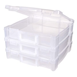 ArtBin 6913ZZ 12" x 12" Portable Art & Craft Organizer with Handle 3-Pack, [3] Plastic Storage Cases, Clear