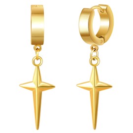 feilok Stainless Steel Earring for Men Ear Piercing Stud Earrings for Women Ladies Earrings Silver Ear Helix Cartilage with Pendant Square, Stainless Steel