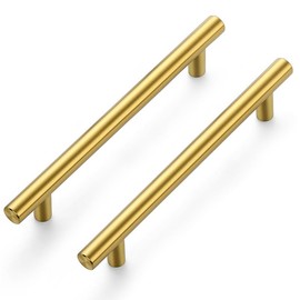 Ravinte Pack of 15 Gold Furniture Handles, T Bar Handles for Kitchen Cabinets, 128 mm Hole Centre, Cabinet Handles, Rustproof Stainless Steel Furniture Door Handles