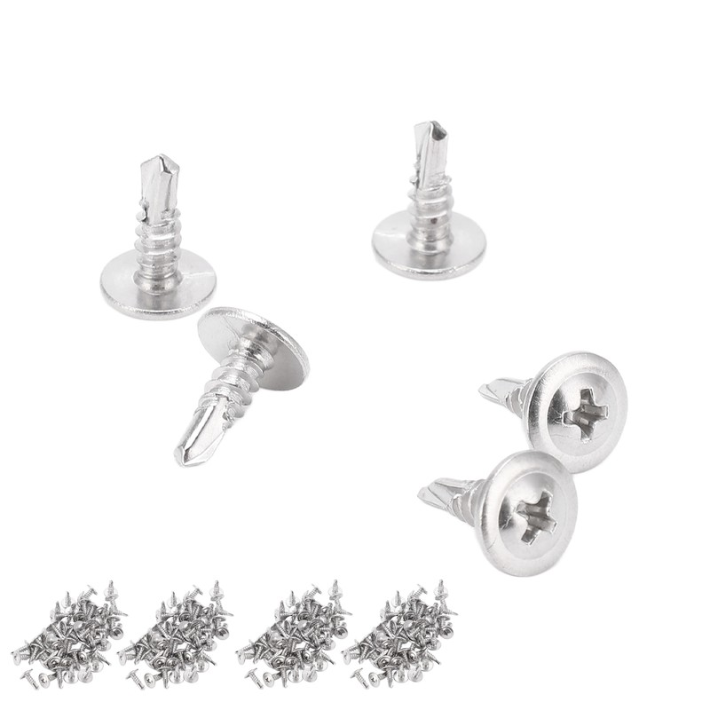 200Pcs Self Drilling Screw M4.2x13 Round Washer Head Stainless Steel
