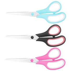 Frepxzlk Scissors，Multi-Purpose 8.5-Inch Scissors with Sharp Stainless Steel Blades, Comfort Grips, Sturdy and Durable for School, Office, Crafts and Home, Left and Right Handed, 3-Piece Set