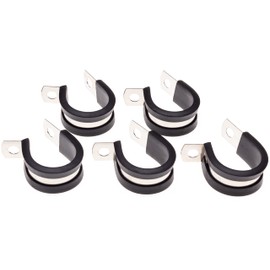 5 x P-Clamps 22mm Diameter with Rubber Tubing for Project Cafe Racer Cabling, Crash Bars or Frames, Retro Project Classic